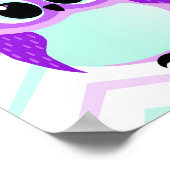 ユニークでかわいい漫画のフクロウがチェコンの幼児用寝室 ポスター (角)