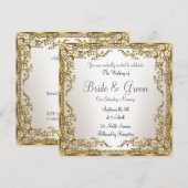 ユニークでエレガントなゴールドセピアの結婚式招待状 招待状 (正面/裏面)