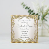 ユニークでエレガントなゴールドセピアの結婚式招待状 招待状 (スタンド正面)