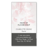 ユニークでエレガントな淡いピンクの灰色の花の花屋 マグネット名刺 (正面縦)