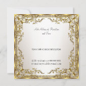 ユニークでエレガントな ゴールド セピア 結婚式招待状 招待状 (裏面)