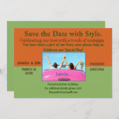 ユニークでカジュアルなSave the Date招待状（写真付き） セーブザデート (正面/裏面)