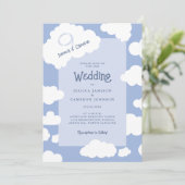 ユニークでカジュアル、おしゃれな雲のウェディング 招待状 (スタンド正面)