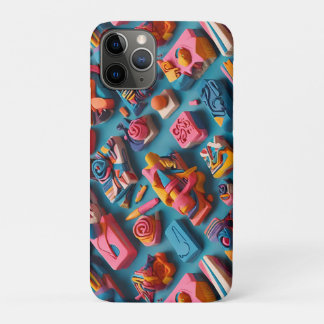ユニークでカラフルな形の消しゴム パターンデザイン iPhone 11 PROケース