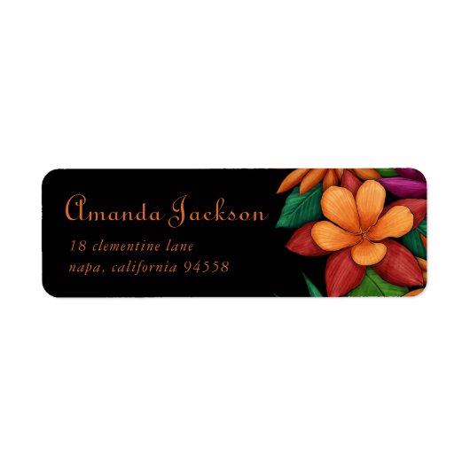 ユニークでカラフルな花のタイポグラフィー 返送先住所ラベル ラベル (正面)