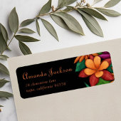 ユニークでカラフルな花のタイポグラフィー 返送先住所ラベル ラベル