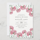 ユニークでクラシックなピンクによってはエレガントな花の結婚式が開花します 招待状 (正面)