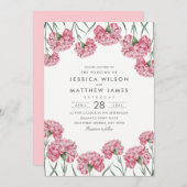 ユニークでクラシックなピンクによってはエレガントな花の結婚式が開花します 招待状 (正面/裏面)