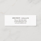 ユニークでクールでシックな灰色のピンクのメーキャップアーティスト スキニー名刺 (裏面)