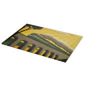 ユニークでスタイリッシュなアールデコの列車のガラスまな板 カッティングボード (角)