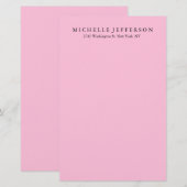 ユニークでスタイリッシュなモダンエレガントピンク 便箋 (正面/裏面)