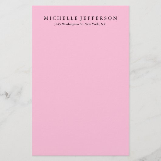 ユニークでスタイリッシュなモダンエレガントピンク 便箋 (正面)