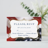 ユニークでトレンディなアメリカ国旗の結婚式出欠確認カード 出欠カード (スタンド正面)