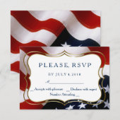 ユニークでトレンディなアメリカ国旗の結婚式出欠確認カード 出欠カード (正面/裏面)