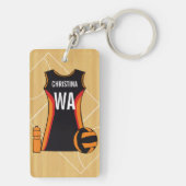 ユニークでパーソナライズなネットボール キーホルダー (裏面)