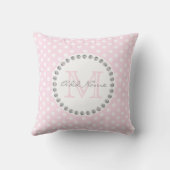 ユニークでパーソナライズな明るいピンクの水玉模様-ダイヤモンド クッション (裏面)