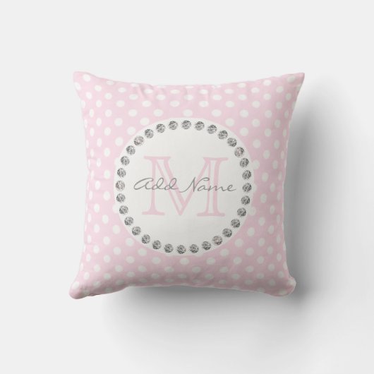 ユニークでパーソナライズな明るいピンクの水玉模様-ダイヤモンド クッション (裏面)