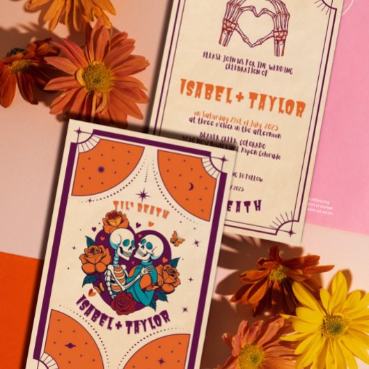 ユニークでファンキーなゴシックタロットカード ウェディング招待状 招待状