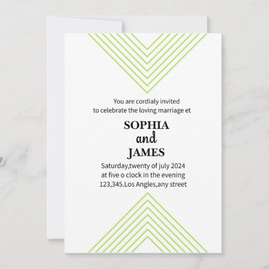 ユニークでミニマルなウェディング 招待状 (正面)