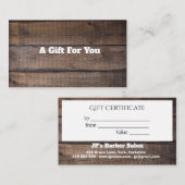 ユニークでモダンで素朴な木製のギフト券 ロイヤリティカード (正面/裏面)