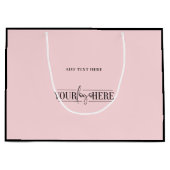 ユニークでモダンなロゴのピンクのショッピングバッグ ラージペーパーバッグ (正面)