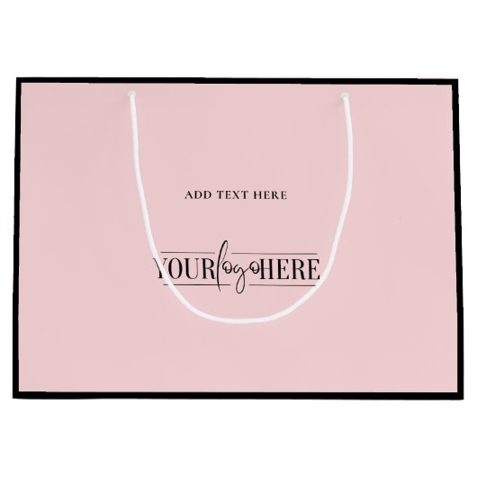 ユニークでモダンなロゴのピンクのショッピングバッグ ラージペーパーバッグ (正面)