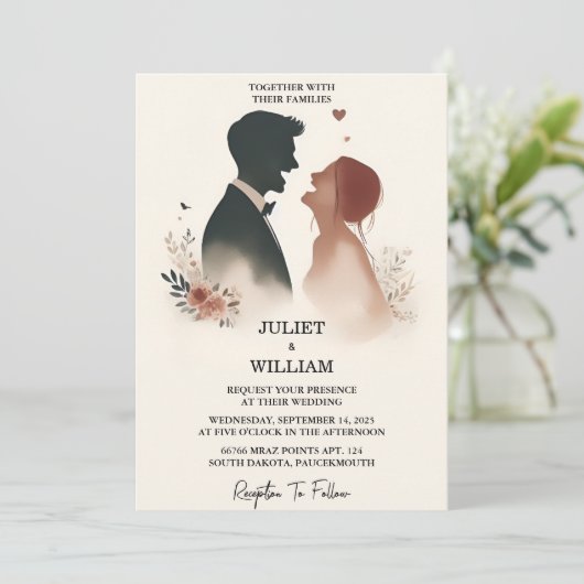 ユニークでユーモア溢れる、個性的なウェディング メモ 面白い 招待状 (スタンド正面)