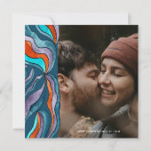 ユニークで大胆なボヘミアングルーヴィーレトロブルーウェーブフォト セーブザデート (裏面)