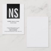 ユニークで明白でシンプルな灰色の白黒のモノグラム 名刺 (正面/裏面)