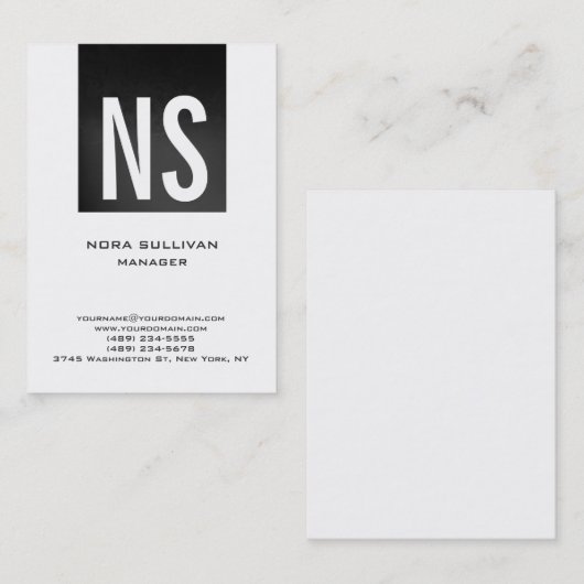 ユニークで明白でシンプルな灰色の白黒のモノグラム 名刺 (正面/裏面)