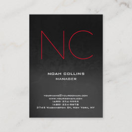 ユニークで明白でシンプルな灰色の黒く赤いモノグラム 名刺