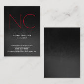 ユニークで明白でシンプルな灰色の黒く赤いモノグラム 名刺 (正面/裏面)