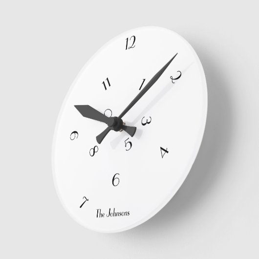 ユニークで楽しいランダム数字のカスタムネーム ルームデコレーション ラウンド壁時計 (傾斜)