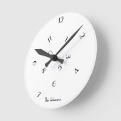 ユニークで楽しい数字が混ざったカスタムネーム ルームデコレーション ラウンド壁時計 (傾斜)