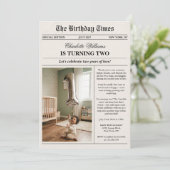 ユニークで楽しい新聞写真の2歳の誕生日 招待状 (スタンド正面)