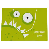 ユニークで気難しい怒っているおもしろいで恐い緑モンスター ラージペーパーバッグ (正面)