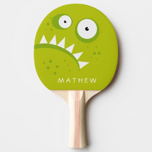 ユニークで気難しい怒っているおもしろいで恐い緑モンスター 卓球ラケット (正面)