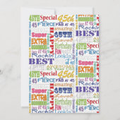 ユニークで特別な45歳の誕生日パーティーギフト 招待状 (裏面)