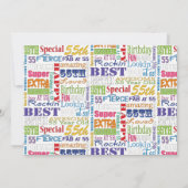 ユニークで特別な55歳の誕生日パーティーの贈り物 招待状 (裏面)