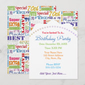 ユニークで特別な70歳の誕生日パーティーの贈り物 招待状 (正面/裏面)