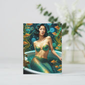 ユニークで美しい入浴中の人魚 ポストカード (スタンド正面)
