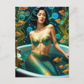 ユニークで美しい入浴中の人魚 ポストカード (正面)