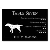 ユニークで面白いダルメシアンのゲスト性格トレイト ウェディング テーブルナンバー (正面)