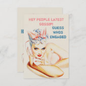 ユニークで面白い婚約発表 招待状 (正面/裏面)