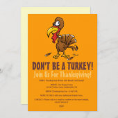 ユニークで面白い感謝祭の招待状「Don't Be A Turkey Funny  Thanksgiv 招待状 (正面/裏面)
