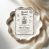 ユニークで風変わりな手描きレトロ ブライダルシャワー 招待状