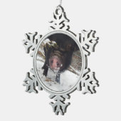 ユニークで黒い小型ブタのピューターの雪片のオーナメント スノーフレークピューターオーナメント (右)