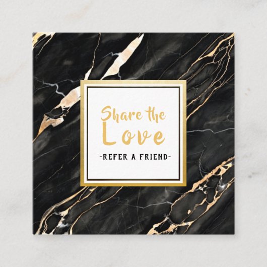 ユニークで黒い金ゴールドの大理石の顧客の紹介カード スクエア名刺 (正面)