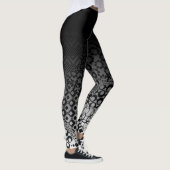 ユニークで黒く及び白いパターンとグラデーションな黒 レギンス (右)