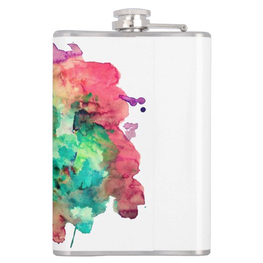 ユニークで、はっきりしたで、カラフルな水彩画のペンキの（ばちゃばちゃ）跳ねる フラスク (裏面)